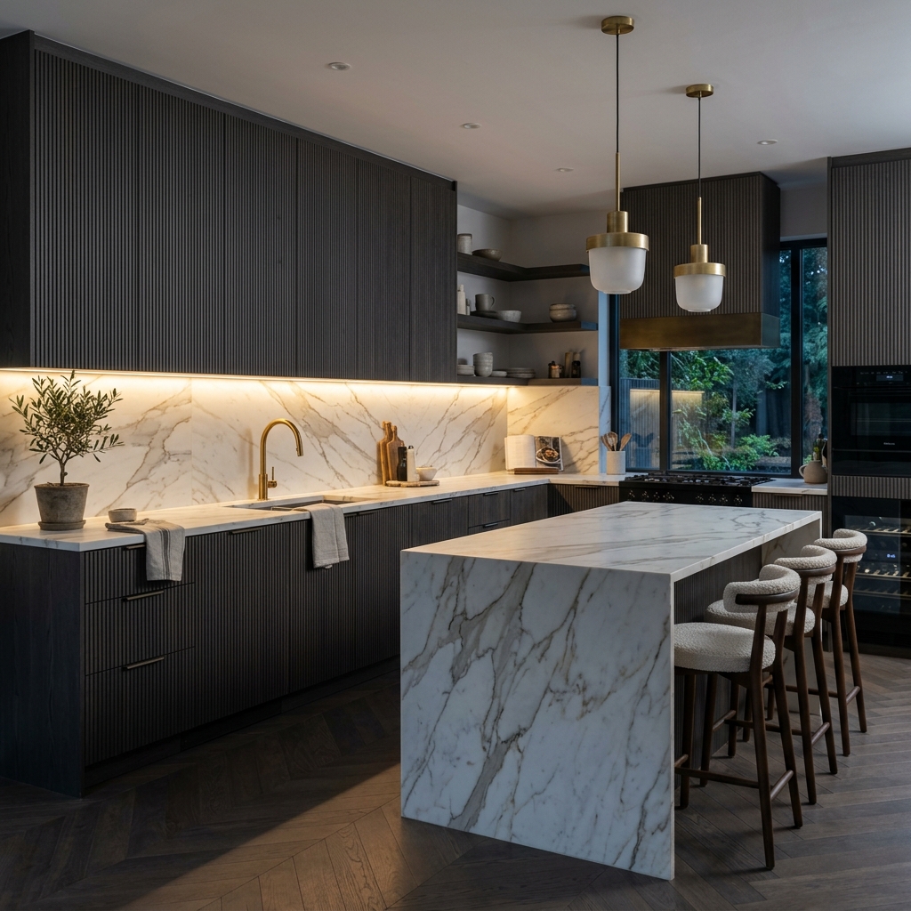 CZY Interiors Mermer Detaylı Mutfak
