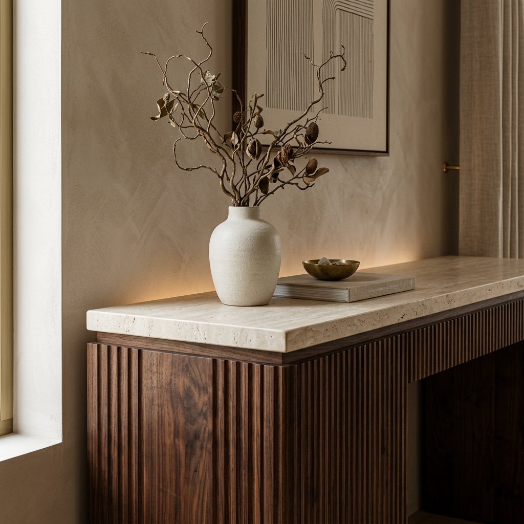 CZY Interiors Flütlü Ahşap Konsol